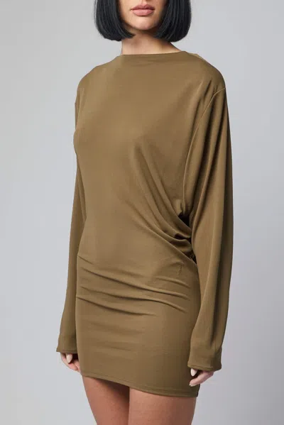 Jacquemus The Mistral Open-back Draped Jersey Mini Dress In Brown
