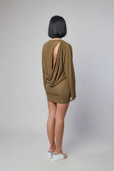 Jacquemus The Mistral Open-back Draped Jersey Mini Dress In Brown
