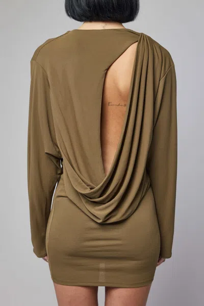 Jacquemus The Mistral Open-back Draped Jersey Mini Dress In Brown