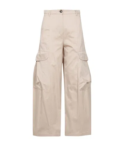 S Max Mara Cotton Gabardine Cargo Pants In Neutral