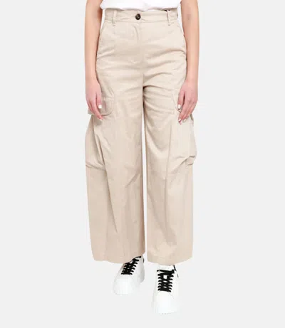 S Max Mara Cotton Gabardine Cargo Pants In Neutral