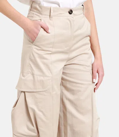 S Max Mara Cotton Gabardine Cargo Pants In Neutral