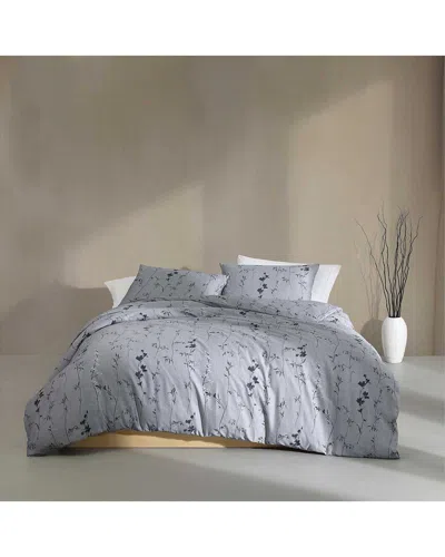 Calvin Klein 300 Thread Count Wildflower Cotton Sateen Duvet Cover Set In Blue