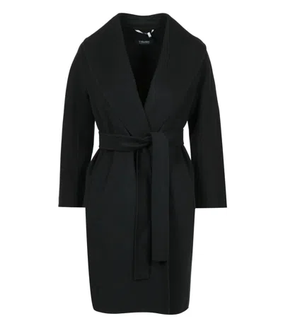 S Max Mara Messi Belted Virgin Wool Coat In Black