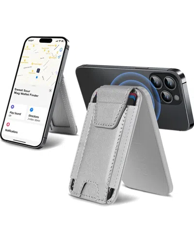 Phunkee Tree Leather Magnetic Wallet & Tracker In Gray
