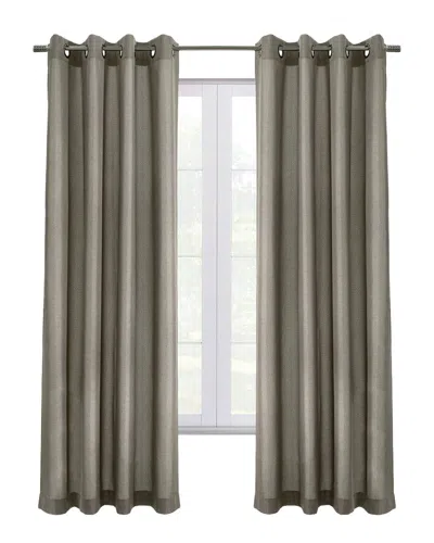 Thermaplus Grommet Top Textured Curtain Single Panel In Gray