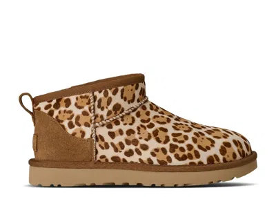 Ugg Stivaletto Donna Classic Ultra Mini Felicity Leopard Jasmine In Brown