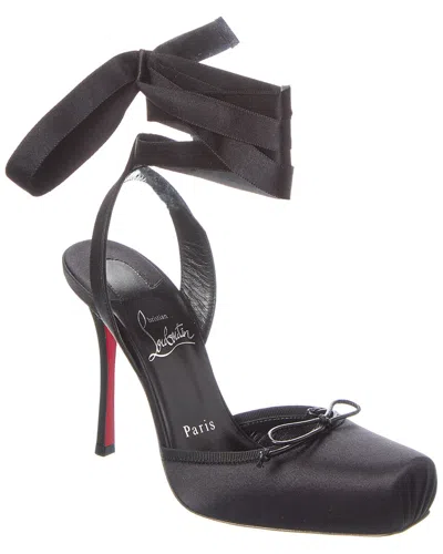 Christian Louboutin Cassia 100 Bow-detailed Grosgrain-trimmed Satin-crepe Pumps In Black