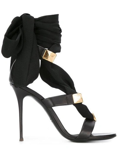 Shop Giuseppe Zanotti Ribbon Stiletto Sandals In Black