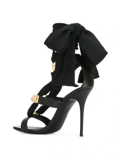 Shop Giuseppe Zanotti Ribbon Stiletto Sandals In Black