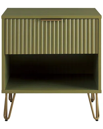 Manhattan Comfort Dumbo 1-drawer Modern Nightstand In Green