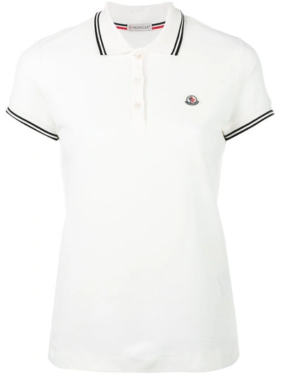 Shop Moncler Striped Trim Polo Shirt
