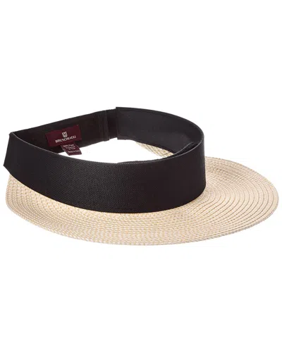 Bruno Magli Adjustable Straw Visor In Neutral