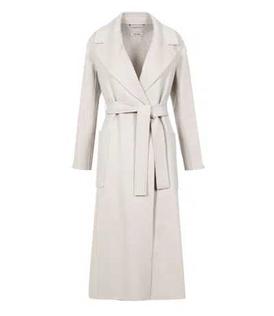 S Max Mara Wool Single Breasted Coat In White