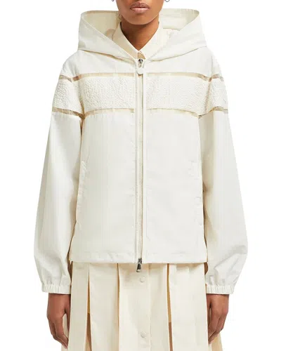Moncler Clisson Hooded Jacket With Openwork-inserts In White