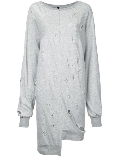 Shop Ben Taverniti Unravel Project Raglan Sweatshirt Dress In Grey
