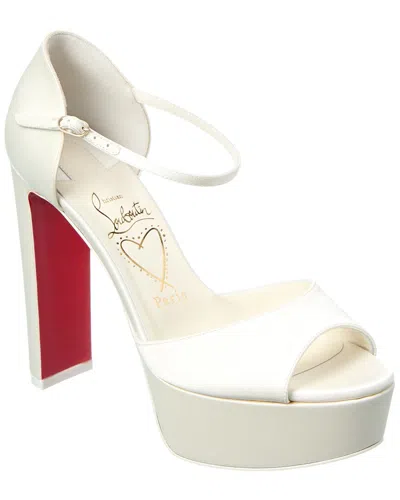 Christian Louboutin Sandaloo 130 Leather Platform Sandals In White