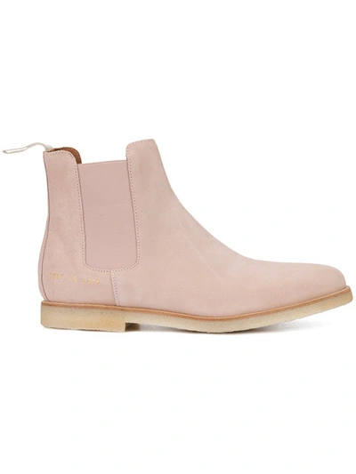 Common Projects Mens Blush Crepe Classic Suede Chelsea Boots In Pink