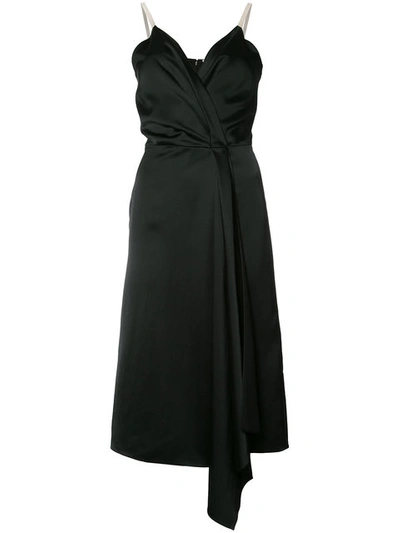 Victoria Beckham Heavy Fluid Silk Wrap Dress In Black