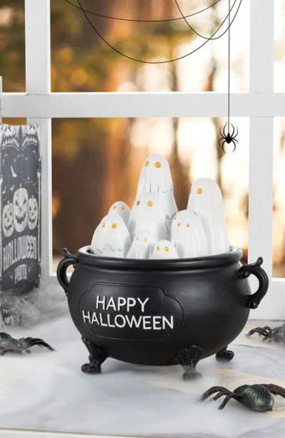 Glitzhome Halloween Lighted Polyresin Ghosts In White