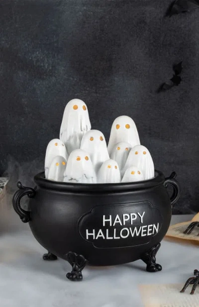 Glitzhome Halloween Lighted Polyresin Ghosts In White