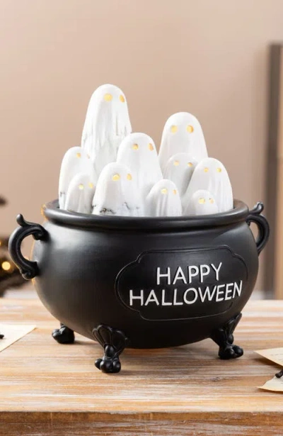 Glitzhome Halloween Lighted Polyresin Ghosts In White