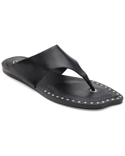 Ash Genius Leather Studded Thong Sandals In Black