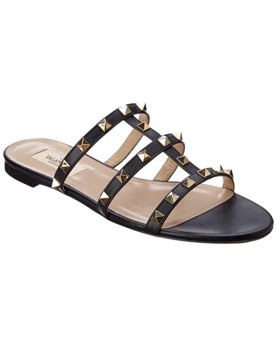 Valentino Rockstud Caged Leather Sandal In Black