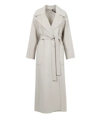 S Max Mara Wool Single Breasted Coat In White
