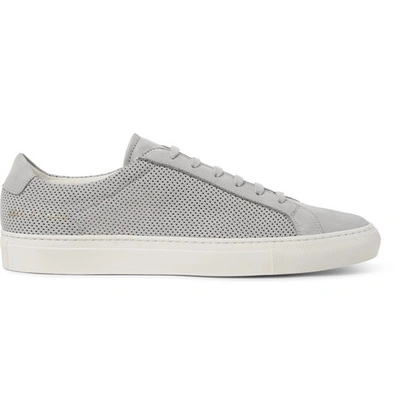 Shop Common Projects Achilles Perforated Nubuck Sneakers In Stone