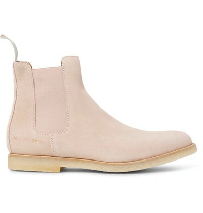 Shop Common Projects Suede Chelsea Boots In Pink