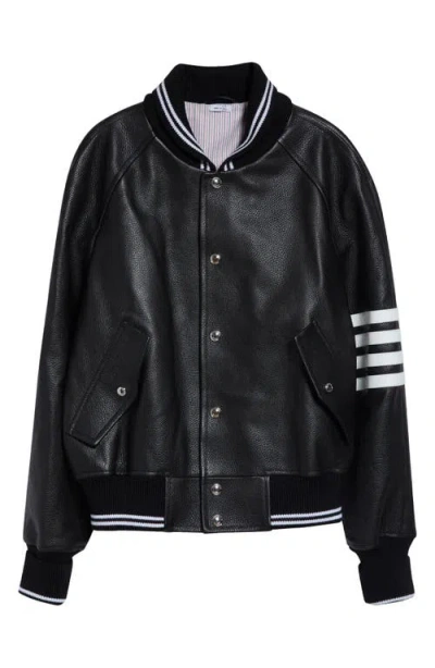 Thom Browne Coat Contrast Stripes Raglan Sleeves Pockets In Black