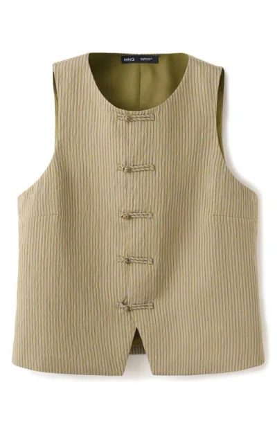 Mango Striped Toggle Vest In Multi