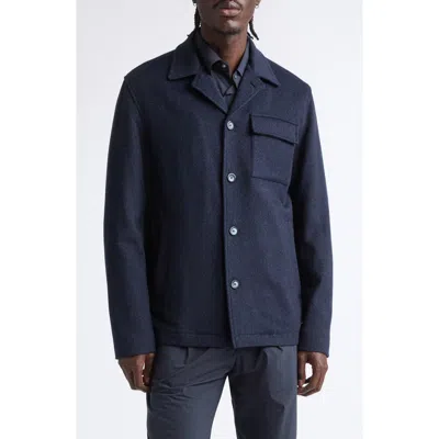Herno Flap-pocket Buttoned Overshirt In Blue