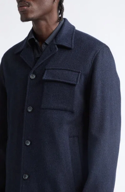 Herno Flap-pocket Buttoned Overshirt In Blue