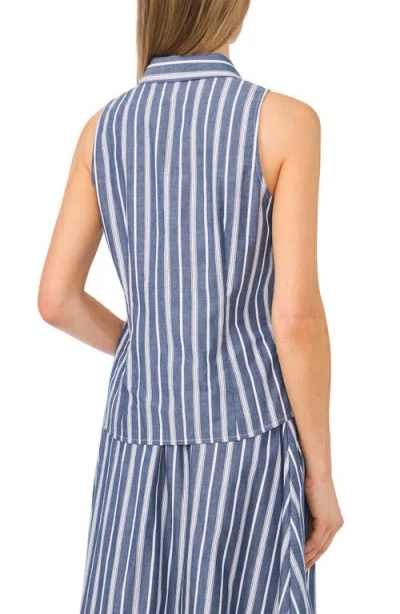 Halogenr Halogen(r) Sleeveless Button Down Shirt In Blue