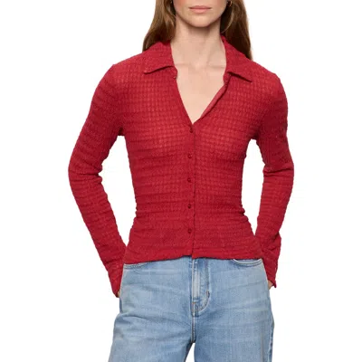 Sanctuary Juno Textured Button Front Top In Red