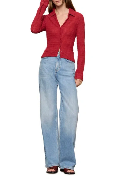 Sanctuary Juno Textured Button Front Top In Red