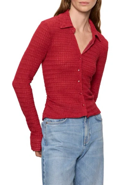 Sanctuary Juno Textured Button Front Top In Red