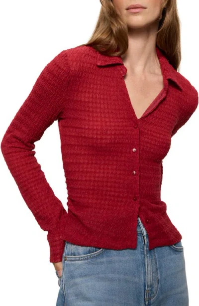 Sanctuary Juno Textured Button Front Top In Red