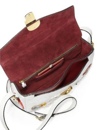 Shop Marc Jacobs Embroidered Python Shoulder Bag In Crimson