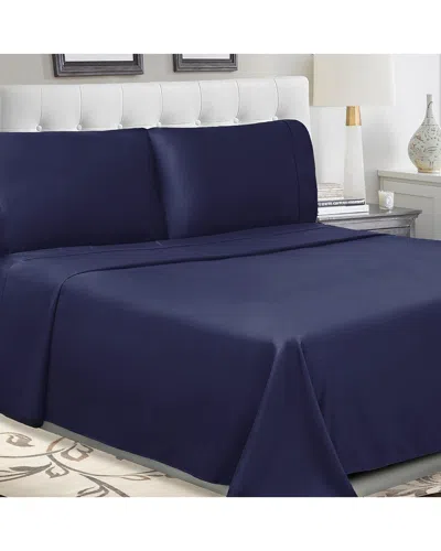 Superior Solid 300-thread Count Cotton Percale Deep Pocket Sheet Set In Blue