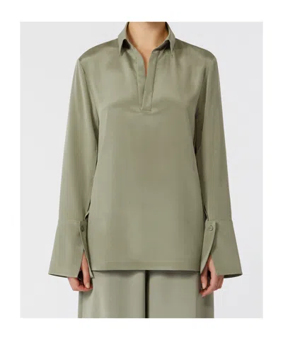 Max Mara Stretch Silk Cady Blouse In Multi