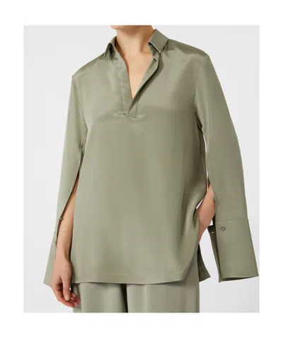 Max Mara Stretch Silk Cady Blouse In Multi