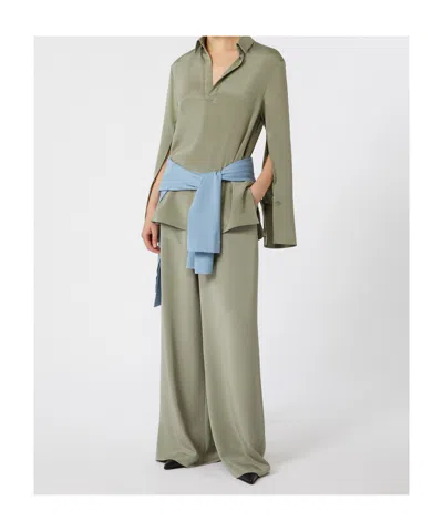 Max Mara Stretch Silk Cady Blouse In Multi