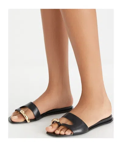 Tory Burch Pierced Slide Flat Shoes With Soft Caprine Leather In Black