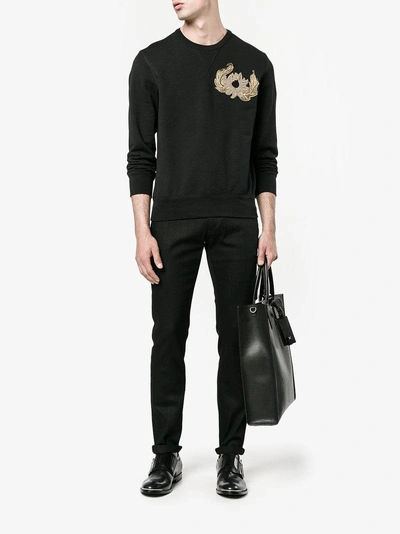 Shop Alexander Mcqueen Embroidered Plaque Sweatshirt In Black