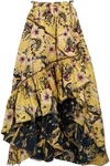 PHILOSOPHY DI LORENZO SERAFINI Asymmetric ruffled floral-jacquard maxi skirt