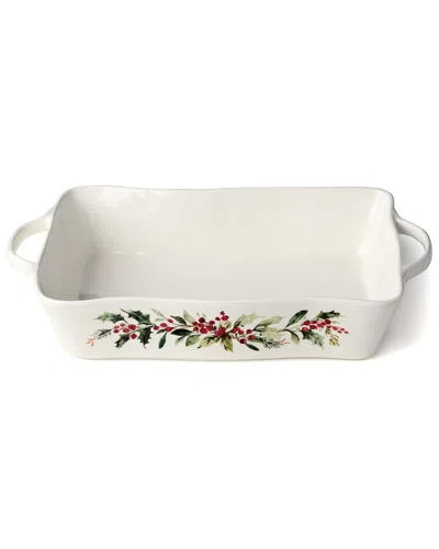 Certified International Holly Vines Medium Rectangular Baker In White