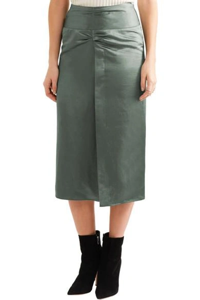 Shop Isabel Marant Rise Ruched Satin Skirt